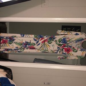 White Floral Wrap Dress